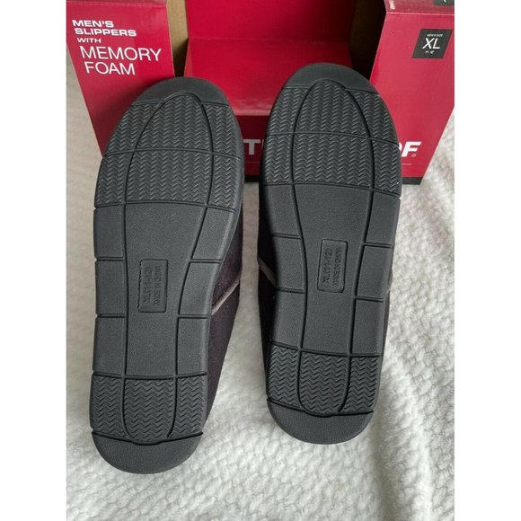 Men’s Size XL 11-12 Weatherproof Vintage Faux Suede Slip On Clog Slippers Black